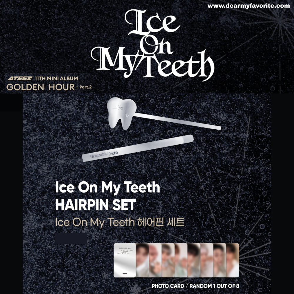 ATEEZ GOLDEN HOUR : Part.2 POP-UP STORE OFFICIAL MD Ice On My Teeth HAIRPIN SET