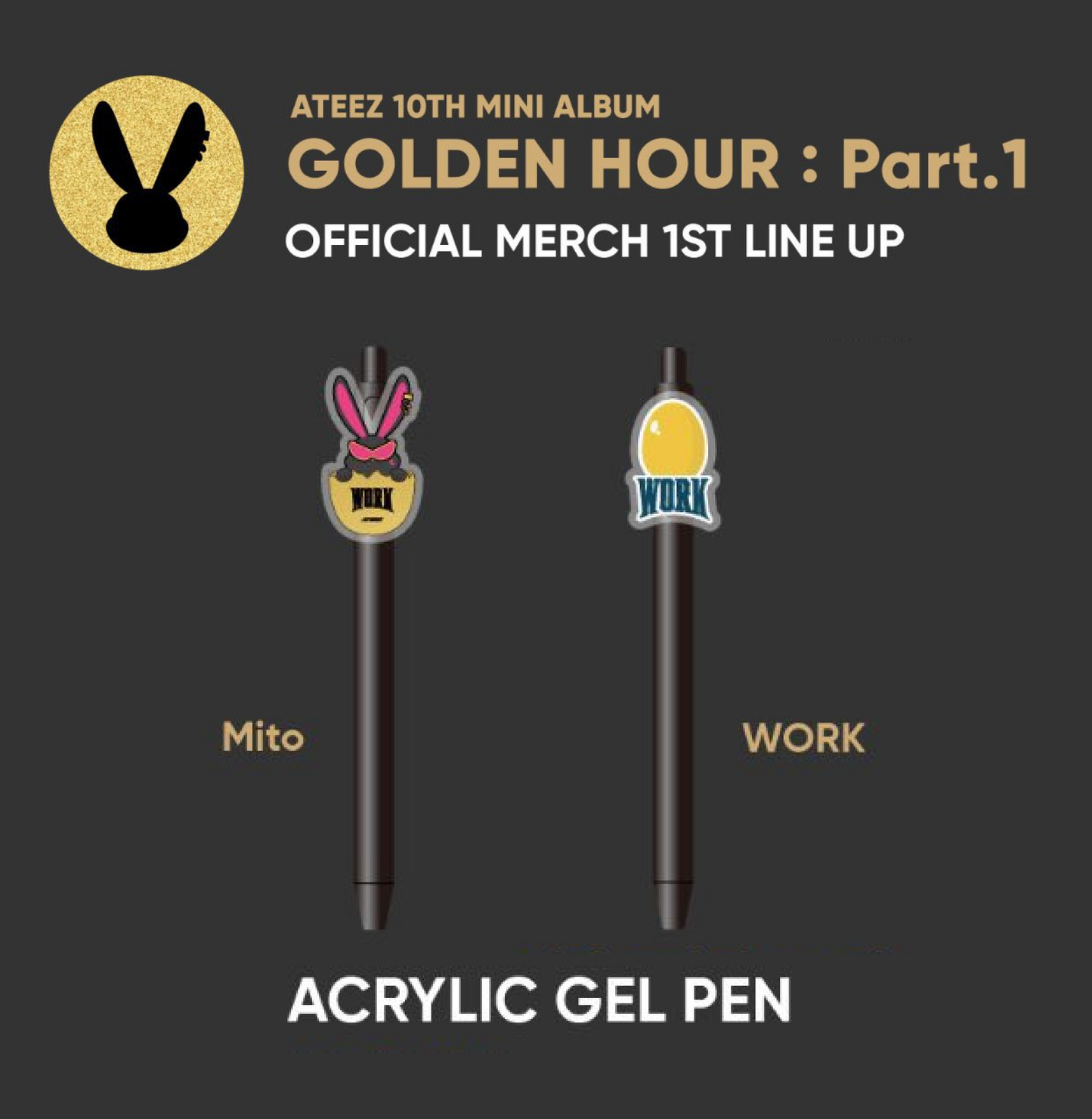 ATEEZ GOLDEN HOUR: Part.1 OFFICIAL MD ACRYLIC GEL PEN