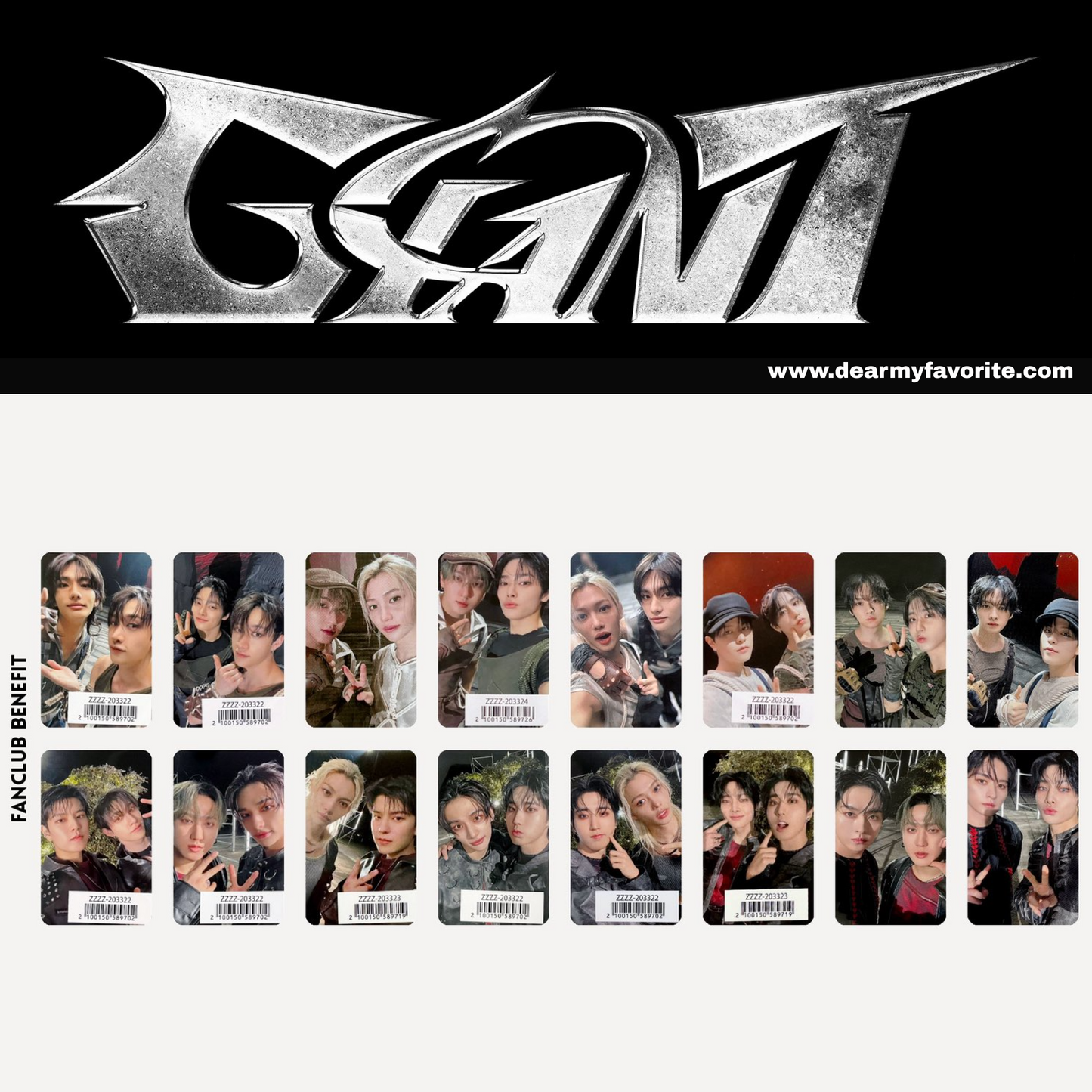 Stray Kids GIANT FANCLUB BENEFIT OFFICIAL UNIT PHOTOCARD