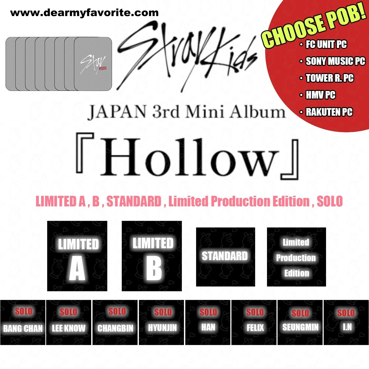 PRE-ORDER BENEFIT] Stray Kids Japan 3rd Mini Album Hollow – Dear