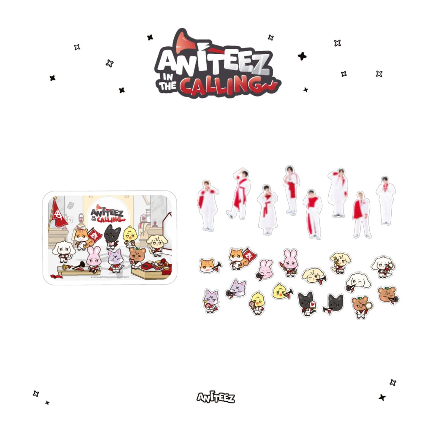 [PRE-ORDER] ATEEZ X ANITEEZ IN THE CALLING OFFICIAL MD TIN CASE STICKER SET