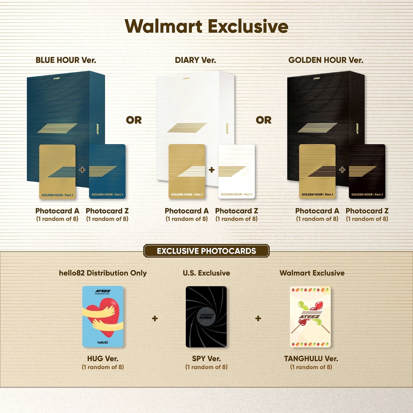 ATEEZ 10th Mini Album GOLDEN HOUR : Part.1 Walmart Exclusive ver.