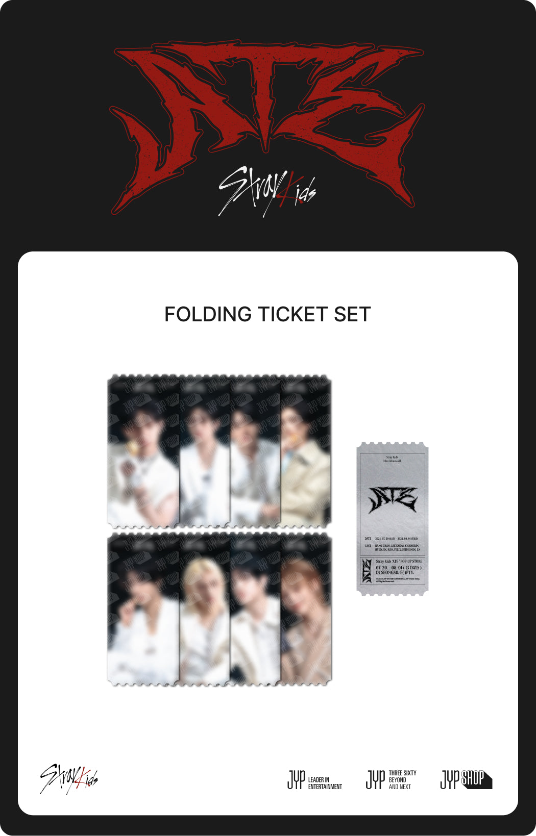 Stray Kids ATE POP-UP STORE OFFICIAL MD FOLDING TICKET SET