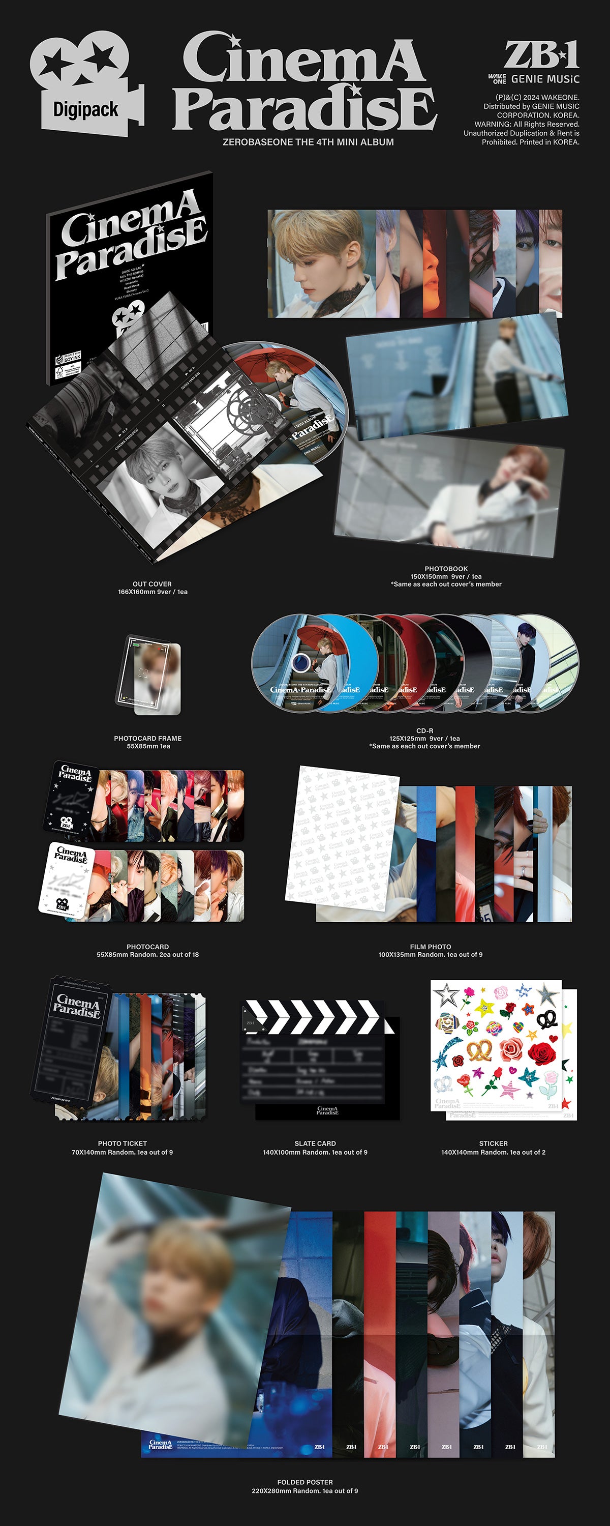 [PRE-ORDER BENEFIT] ZEROBASEONE The 4th Mini Album CINEMA PARADISE (DIGIPACK ver.)