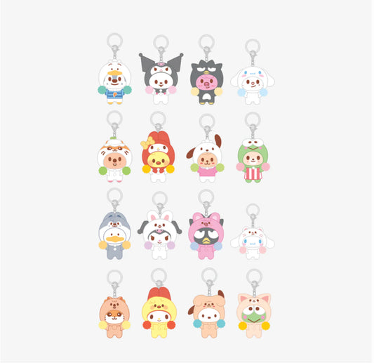 [PRE-ORDER EVENT] Stray Kids SKZOO X SANRIO CHARACTERS OFFICIAL MD SECRET FLOCKED FIGURE KEYRING (CHEER UP Ver.)