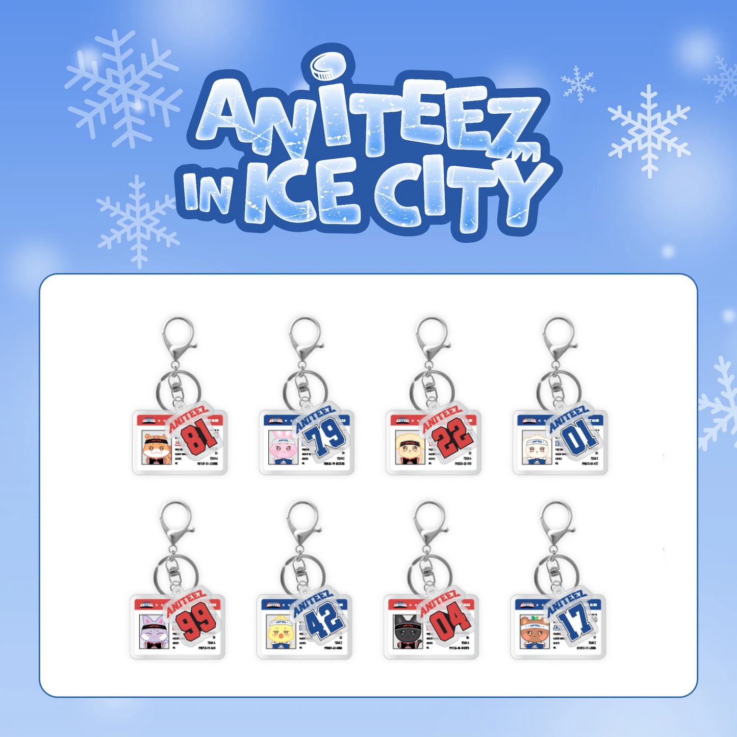 ATEEZ X ANITEEZ POP-UP 'ANITEEZ IN ICE CITY' OFFICIAL MD HOCKEY PLAYER CARD ACRYLIC KEYRING