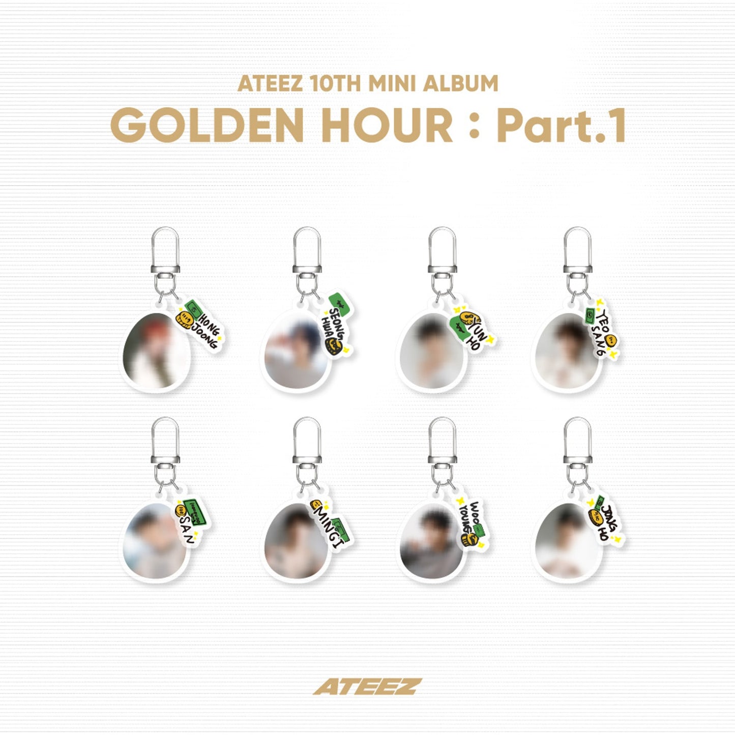 ATEEZ GOLDEN HOUR: Part.1 OFFICIAL MD RANDOM ACRYLIC KEYRING