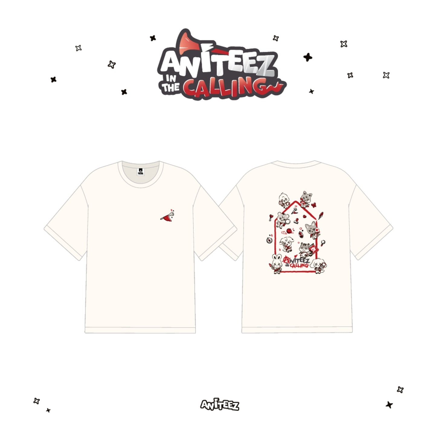 [FAST DELIVERY] ATEEZ X ANITEEZ IN THE CALLING OFFICIAL MD T-SHIRTS CREAM