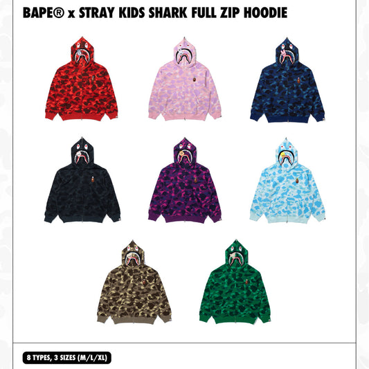 [PRE-ORDER] STRAY KIDS x A BATHING APE® BAPE OFFICIAL SHARK FULL ZIP HOODIE