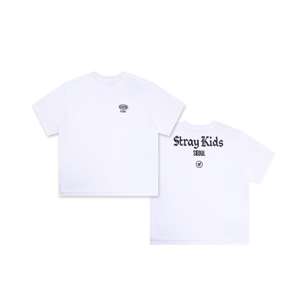 [FAST DELIVERY] Stray Kids SKZOO EVERYWHERE ALL AROUND THE WORLD in SEOUL POP-UP STORE OFFICIAL MD T-SHIRT SEOUL Ver.