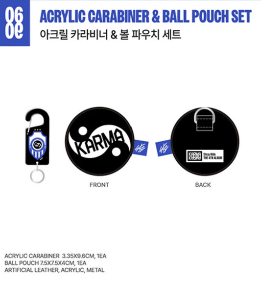 [PRE-ORDER] Stray Kids <KARMA> POP-UP STORE OFFICIAL MD  ACRYLIC CARABINER & BALL POUCH SET
