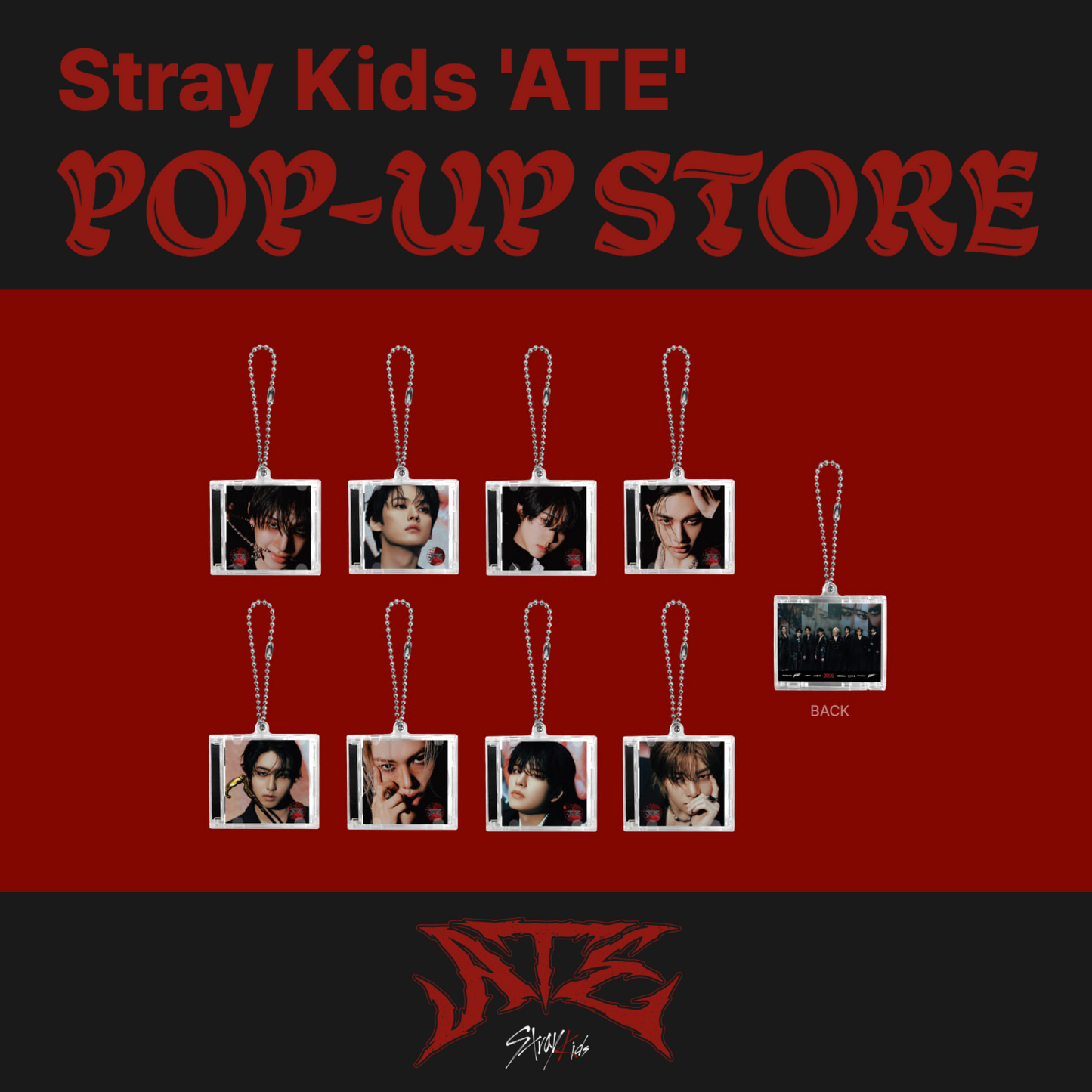 Stray Kids ATE POP-UP STORE OFFICIAL MD MINI CD KEYRING