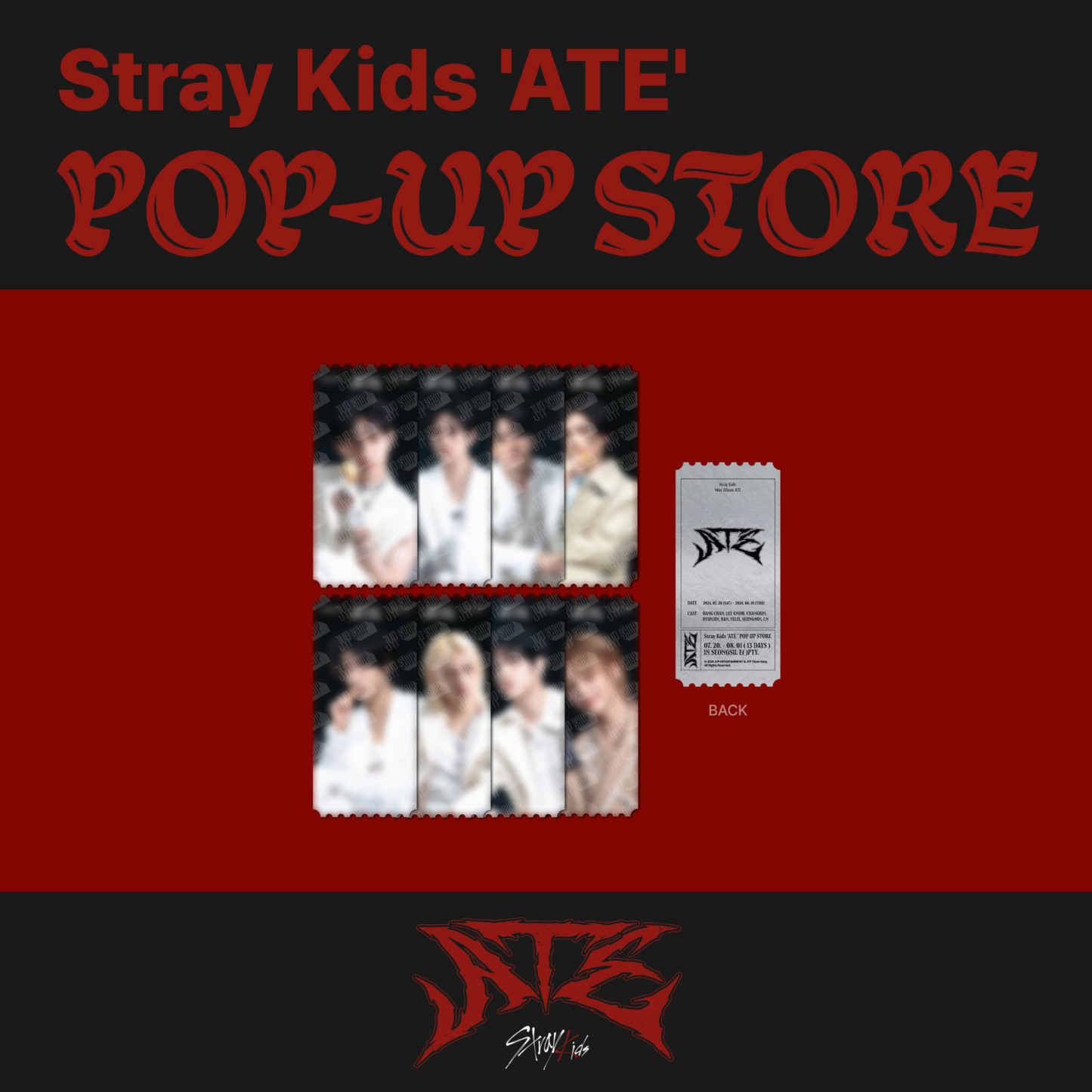 Stray Kids ATE POP-UP STORE OFFICIAL MD FOLDING TICKET SET