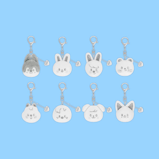 [FAST DELIVERY] Stray Kids <dominATE : celebrATE> POP-UP STORE OFFICIAL MD SKZOO FACE KEYRING SILVER Ver.