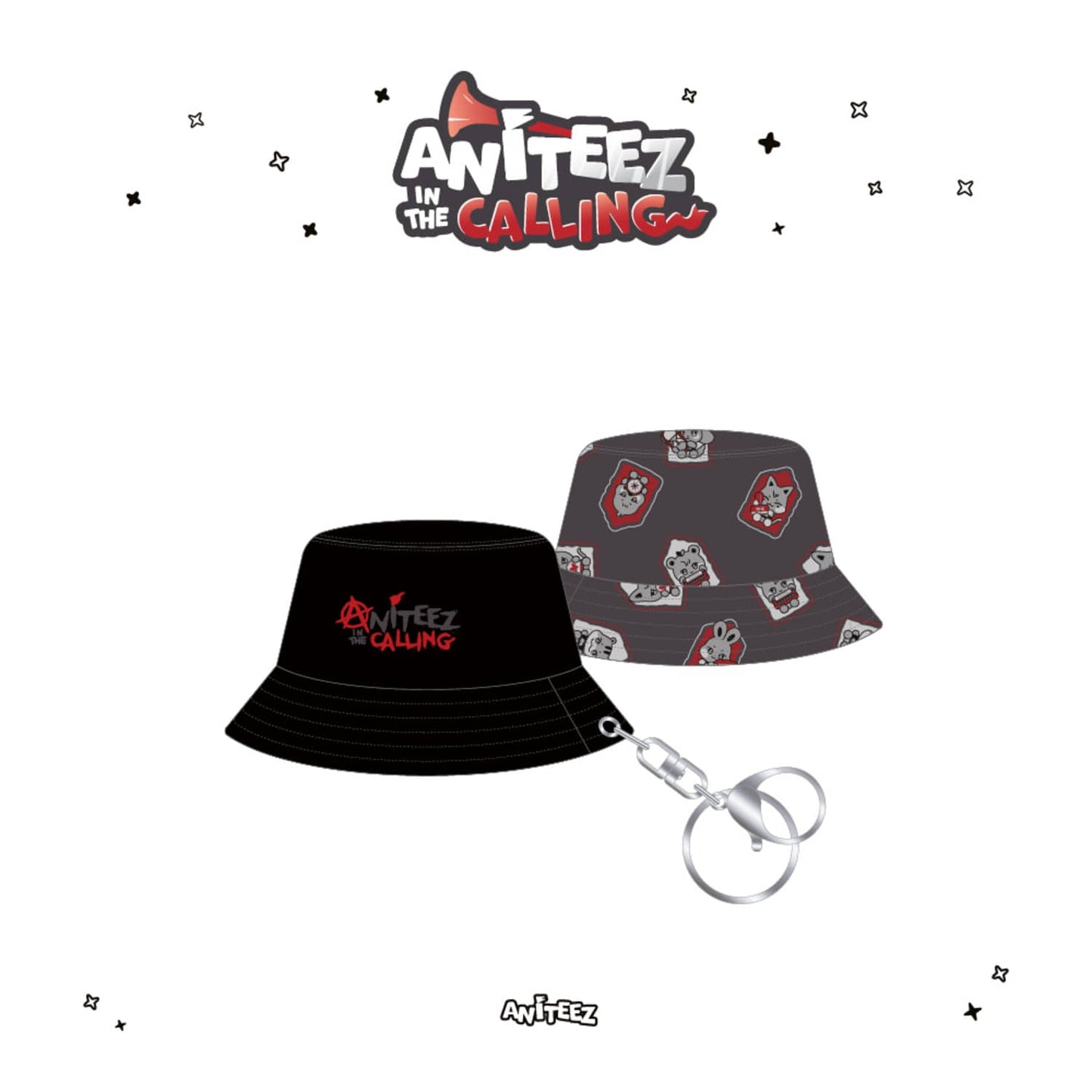 [FAST DELIVERY] ATEEZ X ANITEEZ IN THE CALLING OFFICIAL MD BUCKET HAT KEYCHAIN