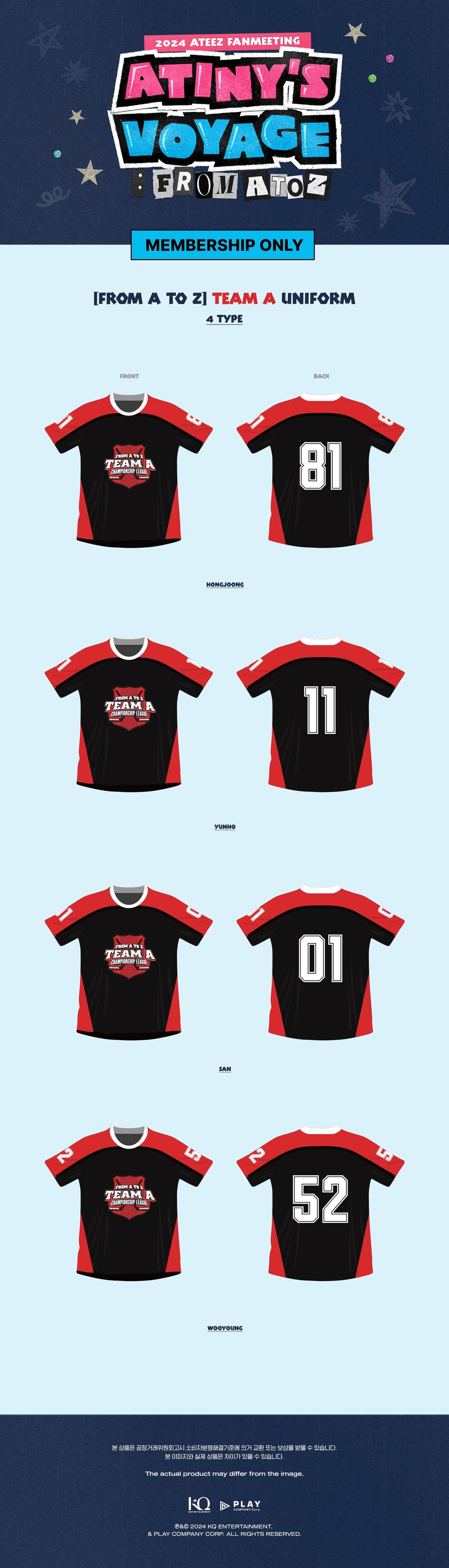 ATEEZ 2024 FANMEETING FROM A TO Z OFFICIAL MERCH TEAM A TEAM Z UNIFORM