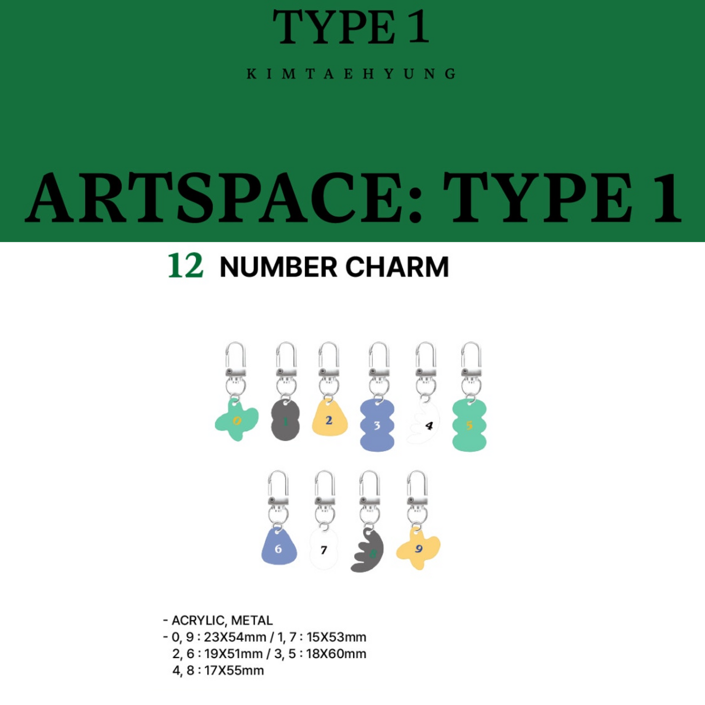 BTS V <ARTSPACE: TYPE> 1 IN SEOUL OFFICIAL MD NUMBER CHARM