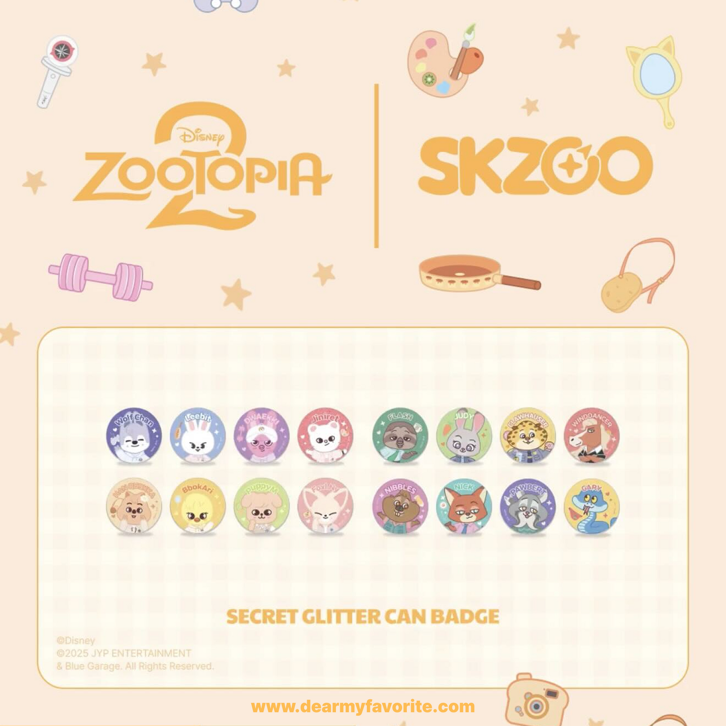 [PRE-ORDER] Stray Kids X ZOOTOPIA2 SKZOO POP-UP STORE OFFICIAL MD SECRET GLITTER CAN BADGE